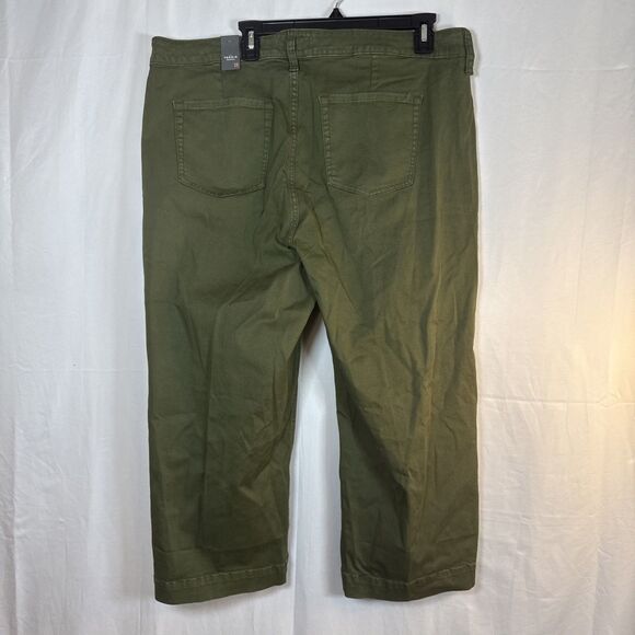 Women’s Torrid Crop Wide Leg Stretch Twill High Rise Patch Pant Green NWT - Picture 9 of 15